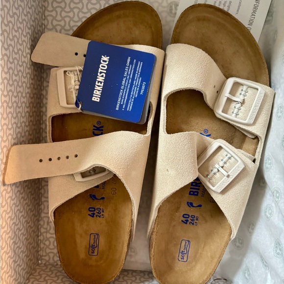 Birkenstock Antique White Suede Sandals - Picture 1 of 8
